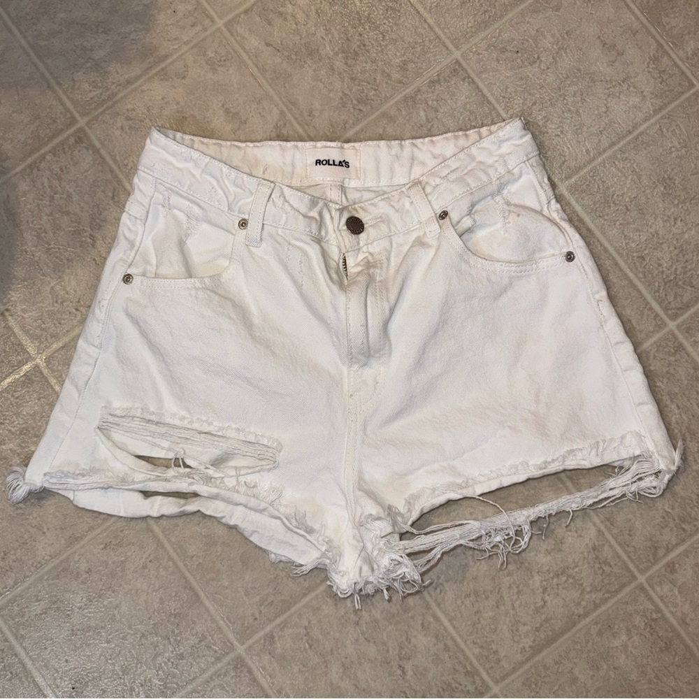 ROLLA'S White Frayed Hem Jean Shorts